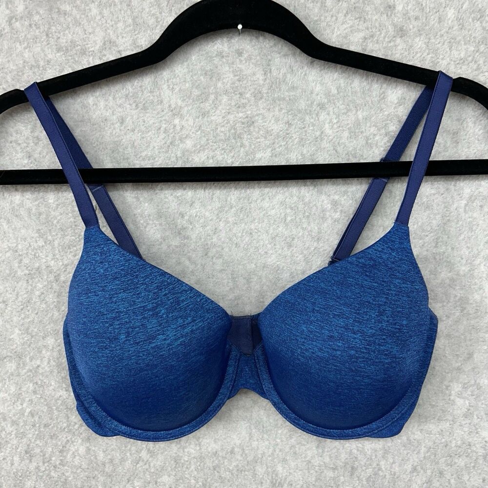 Victorias Secret 34D Bra Blue Uplift Semi Demi Underwire Back Close Stretch